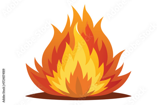 Yellow and orange flames rise from a brown base in a hot burning scene