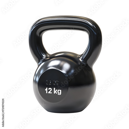 Black Kettlebell 3d rendered, isolated on transparent background