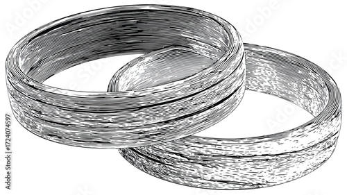 Elegant Wood Rings with Black Linear Cut on Monoc