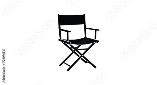 A simple black director s chair shown in a stark outline silhouette