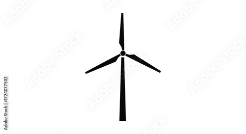 Simple illustration of a single wind turbine against a white backdrop silhouette