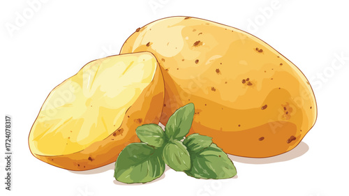 Vibrant Fresh Raw Potato Flat Lay Vector Illustration for Food Blogs and Recipes