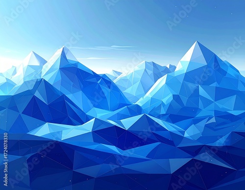 Abstract Blue Polygon Geometric Background with Gradient Design