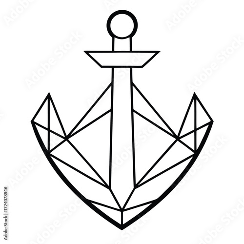 Geometric anchor design maritime symbol nautical icon simple outline