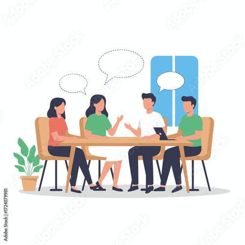 A woman during a job interview with four elegant members of management