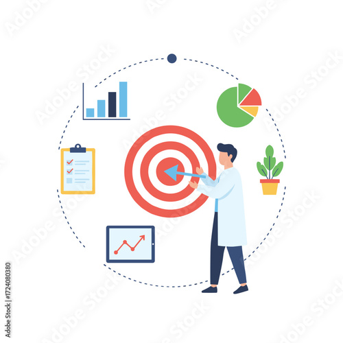 Illustration concept of a business target on a white background