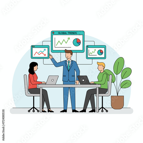 Concept illustration of investment education on a white background