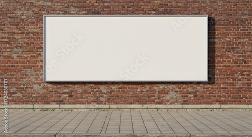 Blank Outdoor Advertising Billboard Mockup on Brick Wall