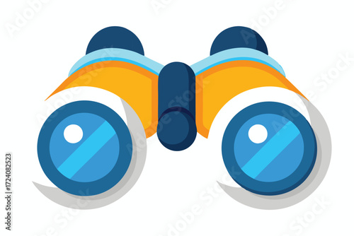 Blue binoculars shine brightly with yellow accents, offering a clean and crisp viewing experience