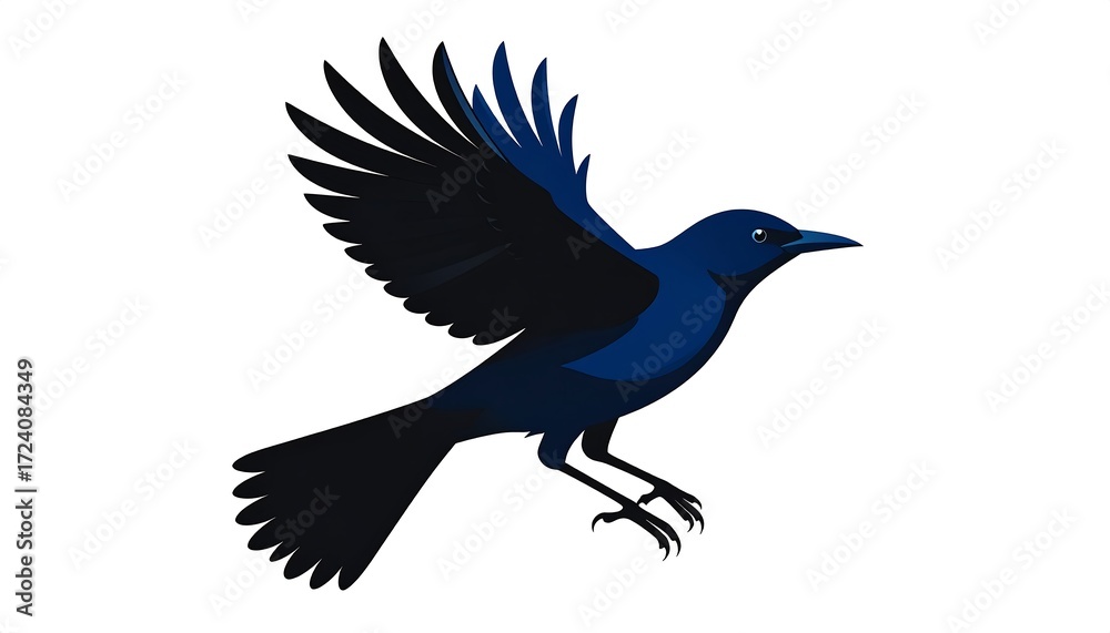 Fototapeta premium A stylized illustration of a blue bird in flight