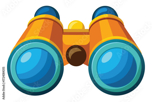 Cartoon binoculars with blue lenses and yellow body provide a fun, playful feel