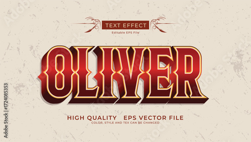 Oliver editable text effect, western vintage text style
