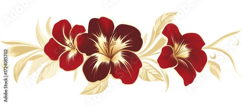 Red and yellow flower on white background vector illustration