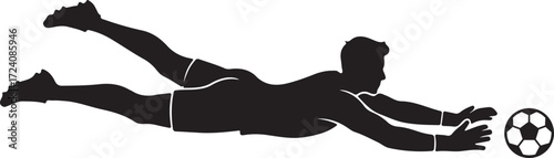 Soccer Goalkeeper Silhouette Diving to Save Ball