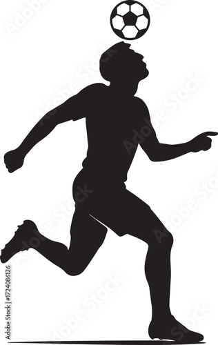 Soccer Player Silhouette Heading Ball in Action

