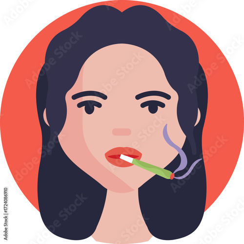 Person inhaling cannabis smoke from a joint or pipe.