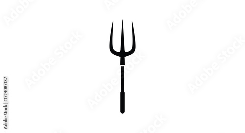 A simple black garden fork illustration with a distinct silhouette