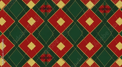 Luxurious argyle pattern design with a festive touch, perfect for holiday season