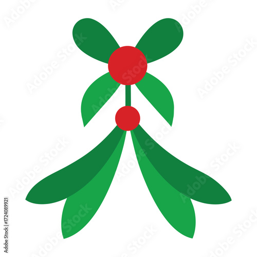 Christmas mistletoe with ribbon isolated on white background