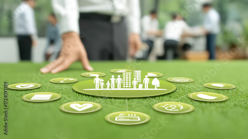 Employee wellbeing concept. Creating employee benefits and satisfaction programs. Fostering a positive work culture and employee engagement. The physical, mental and emotional health of employees.
