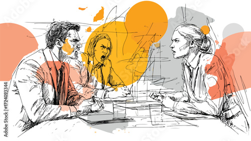 Corporate Conflict Resolution: Professional Business People Resolving Issues at Workplace
