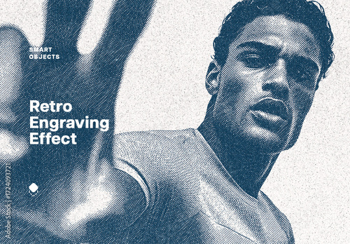 Retro Engraving Photo Effect Mockup