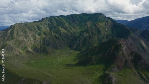 Aerial view of the green mountains