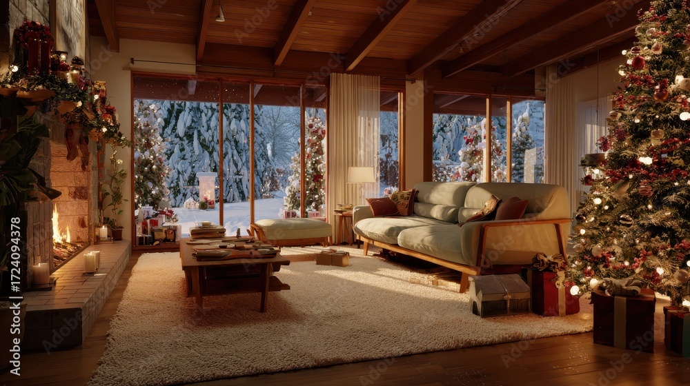 Fototapeta premium christmas interior scene