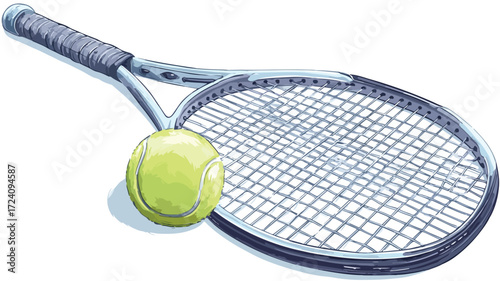 Professional Tennis Racket and Ball Vector Illustration