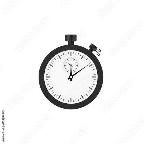 Classic Analog Stopwatch Timer Device Black and White Isolated on White Background