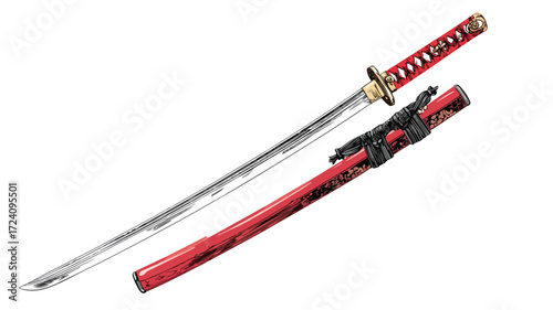 Samurai Warriors Katana Sword Resting in Its Sheath