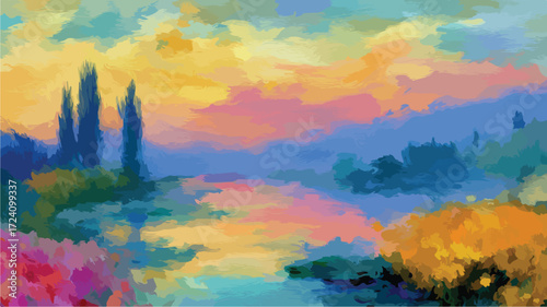 Vibrant Monet Painting: Soft Brushstrokes Beauty