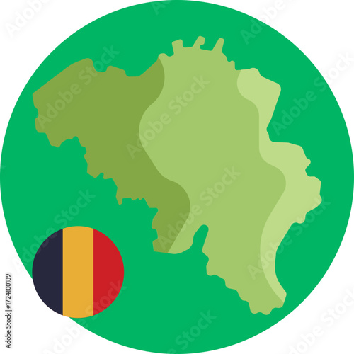 Simplified map highlighting Belgium’s shape in Europe.