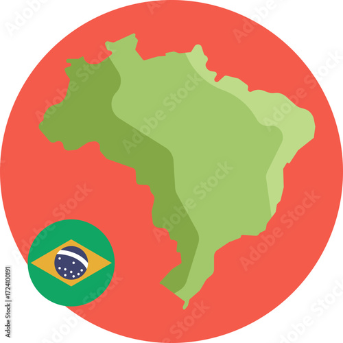 Map icon representing the country of Brazil in South America.