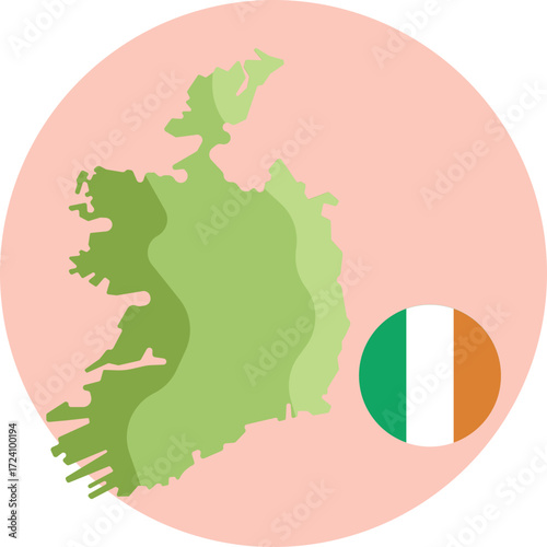 Outline of Ireland – A simple map showing the shape of Ireland.