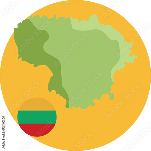 Country Symbol: Minimalist icon representing Lithuania for map-based applications.