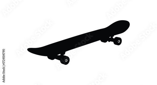 A floating skateboard against a white background simple design silhouette