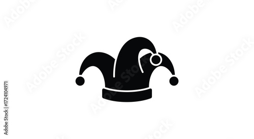 A classic jester s cap in black a bold graphic design silhouette