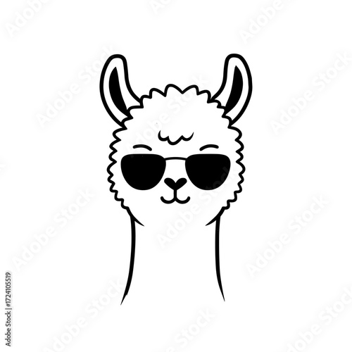 alpaca. alpaca simple black and white line art vector logo