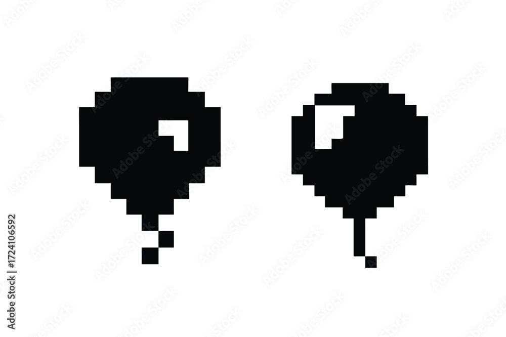Obraz premium pixel ballon silhouette vector,pixel ballon icon