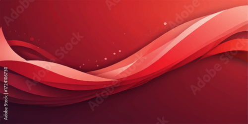 Abstract digital art with flowing red silk and satin waves for a modern business backdrop
