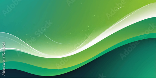 Abstract green wave design with dynamic curves and lines for a vibrant nature-inspired background