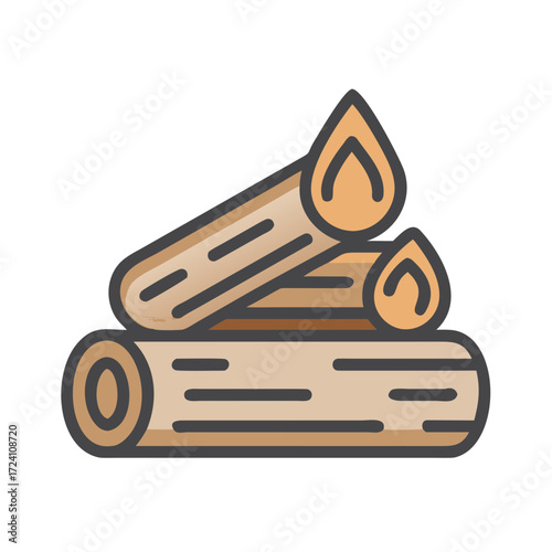 icon of a stack of brown firewood with flames
