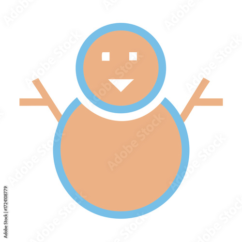 icon of a smiling orange snowman with stick arms.