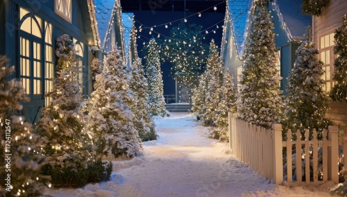 Fototapeta Naklejka Na Ścianę i Meble -  A winter wonderland street scene