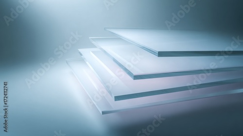 Light blue glass panels stacked
