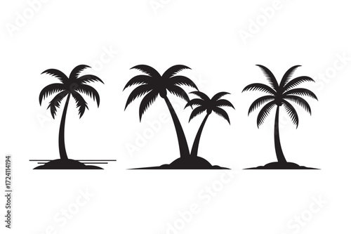 Wallpaper Mural Silhouettes of tropical palm trees on a white background Torontodigital.ca