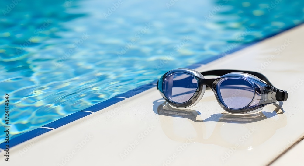 custom made wallpaper toronto digitalMinimal swimming goggles placed on poolside edge with water reflection