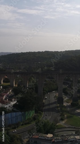 Aguas Livres Aqueduct At Lisbon In District Of Lisbon Portugal