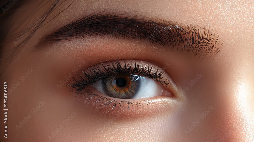 Obraz premium The amazing beauty of a woman's gaze. The photo emphasizes the charm and depth of the eyes.